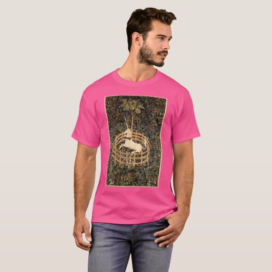 ヴィンテージユニコーン捕囚の中世タペストリー Tシャツ (正面フル)