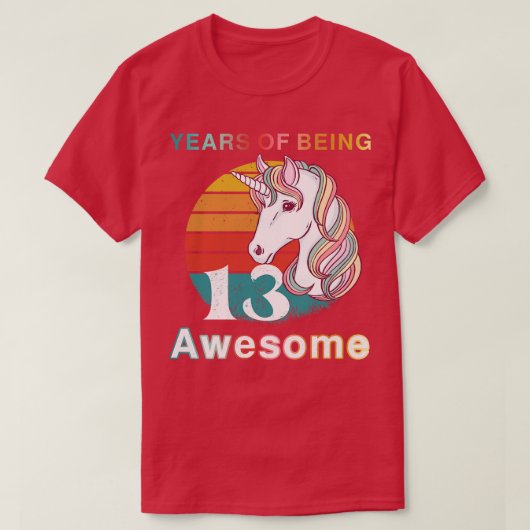 ヴィンテージユニコーン13歳素晴らしの誕生 Tシャツ (デザイン正面)