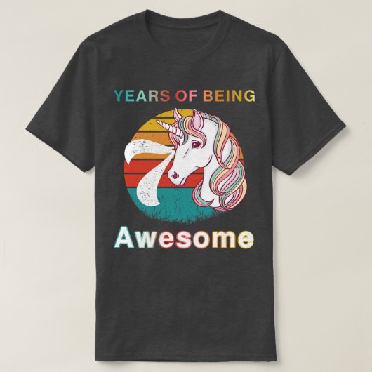 ヴィンテージユニコーン7歳素晴らしの誕生日 Tシャツ (デザイン正面)