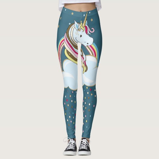 ヴィンテージユニコーン:レインボークラウドイラストレーション レギンス (正面)