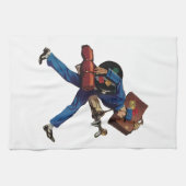 ヴィンテージユニフォーム、スーツケース、ゴルフクラブ キッチンタオル (横)