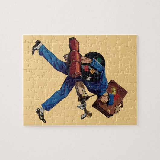 ヴィンテージユニフォーム、スーツケース、ゴルフクラブ ジグソーパズル (横)