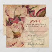 ヴィンテージユニークエレガントフローラRSVPカード 招待状 (正面/裏面)