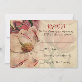 ヴィンテージユニークエレガントフローラRSVPカード 招待状