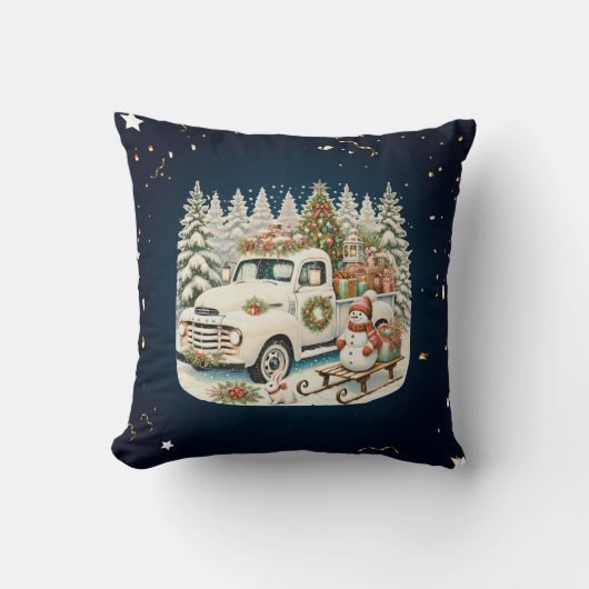 ヴィンテージユニーククリスマスの風景 クッション (正面)