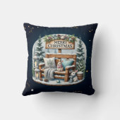 ヴィンテージユニーククリスマスの風景 クッション (裏面)