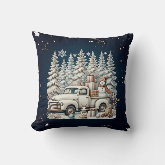 ヴィンテージユニーククリスマスの風景 クッション (正面)