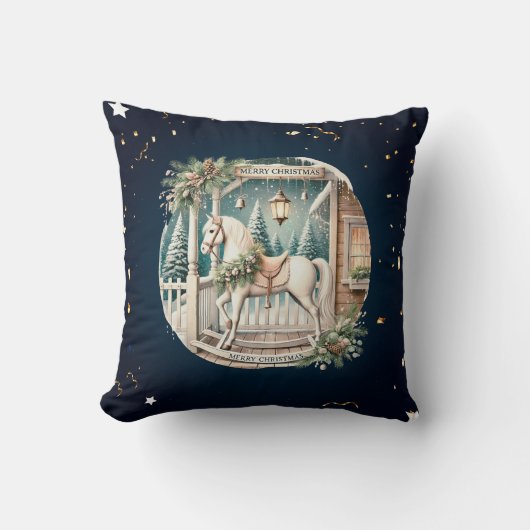 ヴィンテージユニーククリスマスの風景 クッション (正面)