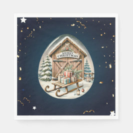 ヴィンテージユニーククリスマスの風景 スタンダードランチョンナプキン