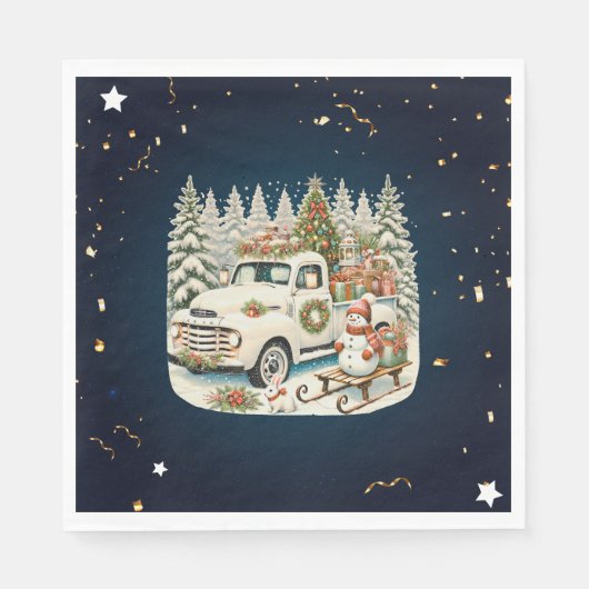 ヴィンテージユニーククリスマスの風景 スタンダードランチョンナプキン (正面)