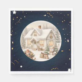 ヴィンテージユニーククリスマスの風景 スタンダードランチョンナプキン