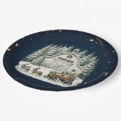 ヴィンテージユニーククリスマスの風景 ペーパープレート (アングル)