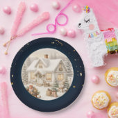 ヴィンテージユニーククリスマスの風景 ペーパープレート (パーティー)