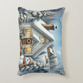 ヴィンテージユニーククリスマスシーナリー紙プレート アクセントクッション (正面(垂直))