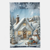 ヴィンテージユニーククリスマスシーナリー紙プレート キッチンタオル (縦)