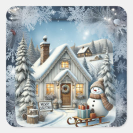 ヴィンテージユニーククリスマスシーナリー紙プレート スクエアシール