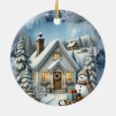 ヴィンテージユニーククリスマスシーナリー紙プレート セラミックオーナメント (裏面)
