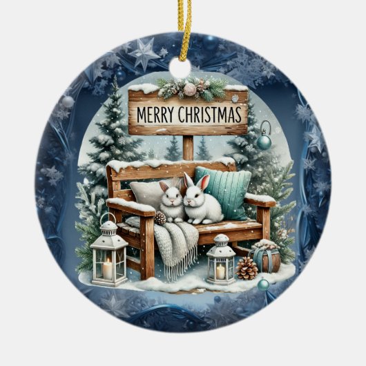 ヴィンテージユニーククリスマスシーナリー紙プレート セラミックオーナメント (正面)