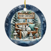 ヴィンテージユニーククリスマスシーナリー紙プレート セラミックオーナメント (裏面)