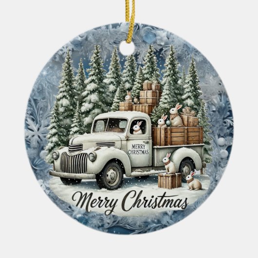 ヴィンテージユニーククリスマスシーナリー紙プレート セラミックオーナメント (正面)