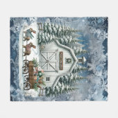 ヴィンテージユニーククリスマスシーナリー紙プレート フリースブランケット (正面(横))