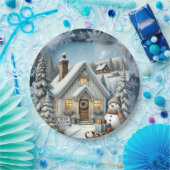 ヴィンテージユニーククリスマスシーナリー紙プレート ペーパープレート (パーティー)