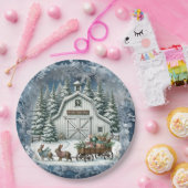 ヴィンテージユニーククリスマスシーナリー紙プレート ペーパープレート (パーティー)