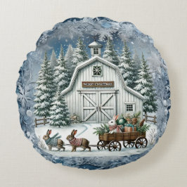 ヴィンテージユニーククリスマスシーナリー紙プレート ラウンドクッション