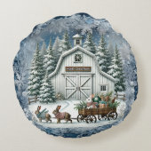 ヴィンテージユニーククリスマスシーナリー紙プレート ラウンドクッション (裏面)