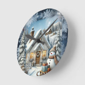 ヴィンテージユニーククリスマスシーナリー紙プレート ラウンド壁時計 (傾斜)