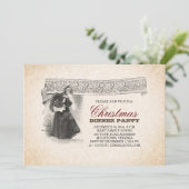 ヴィンテージユニークサンタクリスマスパーティの招待状 招待状 (スタンド正面)