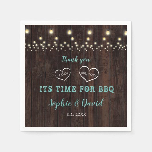 ヴィンテージユニークストリングライトオールドバーンI do BBQ スタンダードカクテルナプキン (正面)