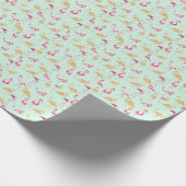 ヴィンテージユニークピガーリーンクと金ゴールドフラファンキーミンゴ ラッピングペーパー (角)