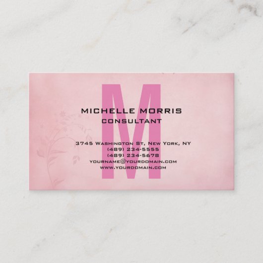 ヴィンテージユニークピンククラシカルモノグラム 名刺 (正面)