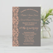 ヴィンテージユニークピーチグレーレース結婚式招待状 招待状 (スタンド正面)
