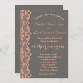 ヴィンテージユニークピーチグレーレース結婚式招待状 招待状 (正面/裏面)