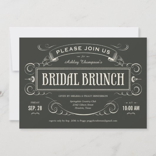 ヴィンテージユニークブライダルブランチ招待状 招待状 (正面)