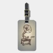 ヴィンテージユニークレコード。レトロスタイル蓄音機 ラゲッジタグ (正面縦)