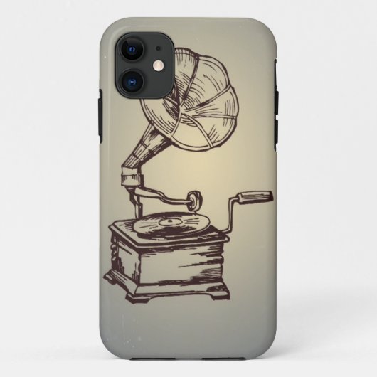 ヴィンテージユニークレコード。レトロスタイル蓄音機 Case-Mate iPhoneケース (裏面)