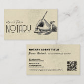 ヴィンテージユニーク公証人ライタロゴQRコード 名刺 (正面/裏面)