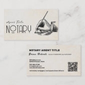 ヴィンテージユニーク公証人ライタロゴQRコード 名刺 (正面/裏面)