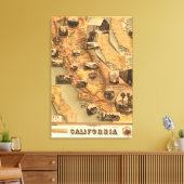ヴィンテージユニーク復元されたカリフォルニアの地図， 1885 キャンバスプリント (インサイチュ (リビング))