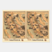 ヴィンテージユニーク復元されたカリフォルニアの地図, 1885 ラッピングペーパーシート (正面3)