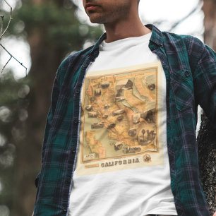 ヴィンテージユニーク復元されたカリフォルニアの地図, 1885 Tシャツ