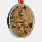 ヴィンテージユニーク復元カリフォルニアの地図,クリスマス メタルオーナメント (右)