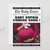 ヴィンテージユニーク新聞の赤ちゃんシャワー 招待状 (正面)