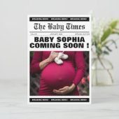 ヴィンテージユニーク新聞の赤ちゃんシャワー 招待状 (スタンド正面)