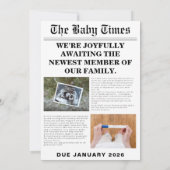 ヴィンテージユニーク新聞の赤ちゃんシャワー 招待状 (裏面)