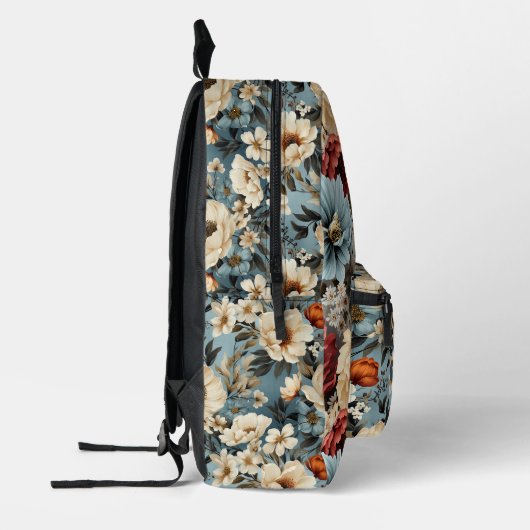 ヴィンテージユニーク牡丹フローラ プリントバックパック (左)