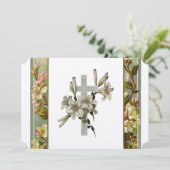 ヴィンテージユリの十字のクリスチャンの結婚式招待状 招待状 (スタンド正面)